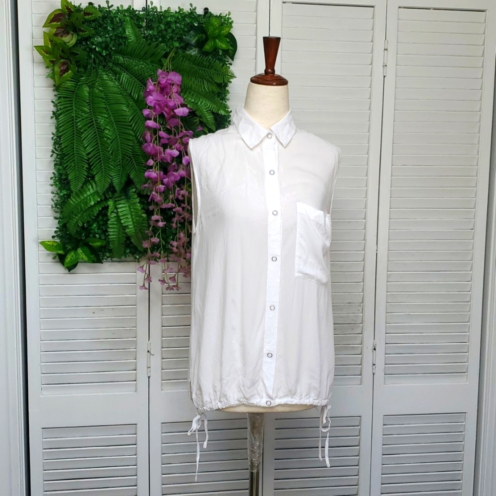 Club Monaco Sleeveless Snap Button String Tie Sides Top Size XS